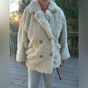 GENTLY WORN Free People Button Up Fuzzy Teddy Coat